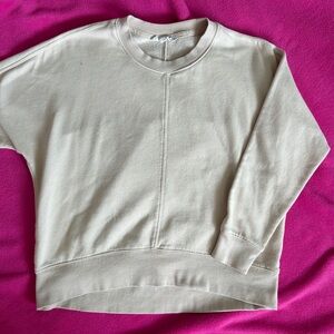 Pink Rose Cream Casual Stitching Detail Long Sleeve Crewneck Top